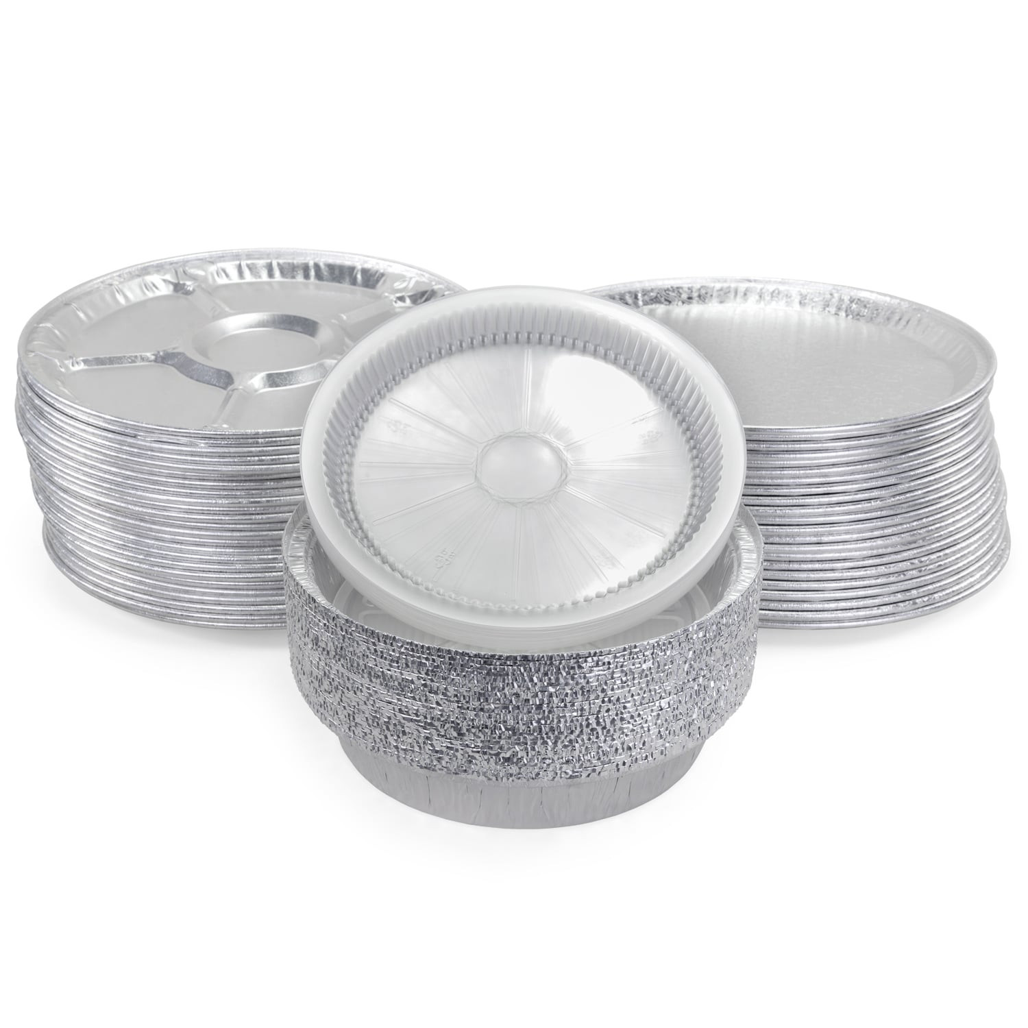 Aluminum Catering Set with Lazy Suzan Trays, Flat Trays and  Pans with Lids for Baking, Catering, Party Servings, Food Showcase 8